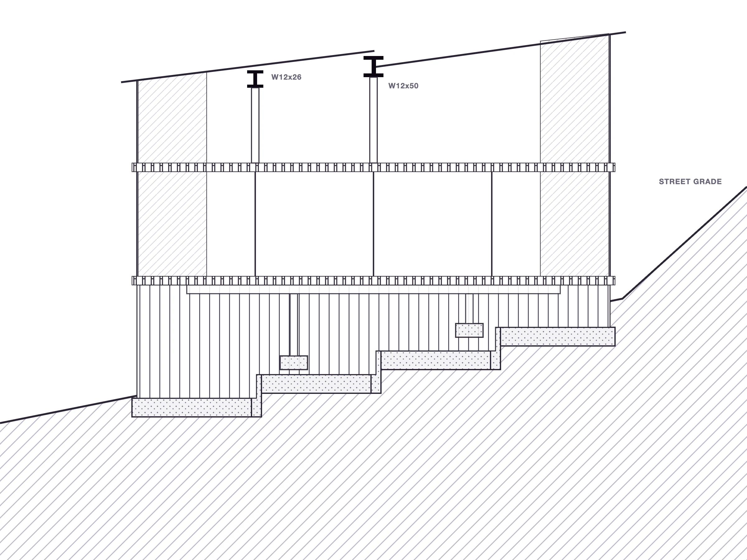 Section of our approved two-storey house on a sloped lot